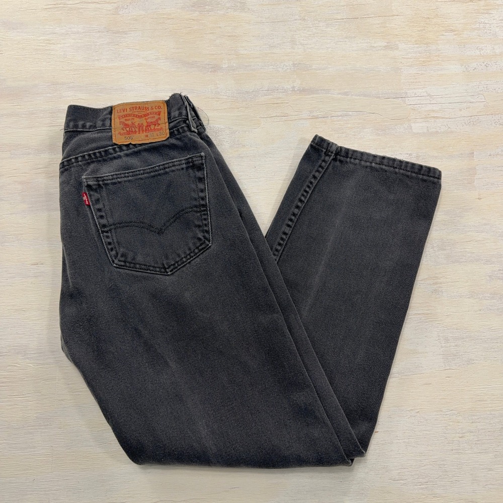 Levi's Jeans 505 Regular Fit W31 L30 Straight Leg Faded Black Denim Mens